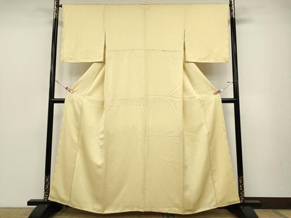 平和屋着物●上質な色無地 淡黄色 正絹 逸品 未使用 CABD0076ut