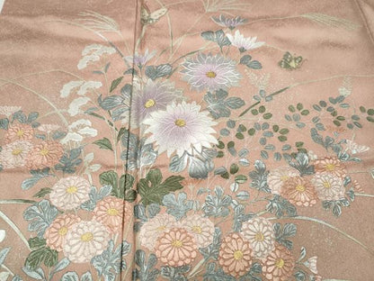 平和屋着物●訪問着　螺鈿　花蝶文　金銀彩　正絹　逸品　CABD0077ut