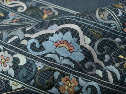 平和屋着物●中国三大刺繍　スワトウ刺繍　総刺繍　色留訪問着　本場大島紬　吉祥花文　金糸　正絹　逸品　CABD0080ut