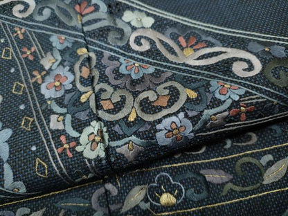 平和屋着物●中国三大刺繍　スワトウ刺繍　総刺繍　色留訪問着　本場大島紬　吉祥花文　金糸　正絹　逸品　CABD0080ut