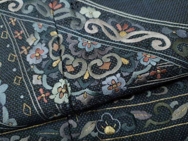 平和屋着物●中国三大刺繍　スワトウ刺繍　総刺繍　色留訪問着　本場大島紬　吉祥花文　金糸　正絹　逸品　CABD0080ut
