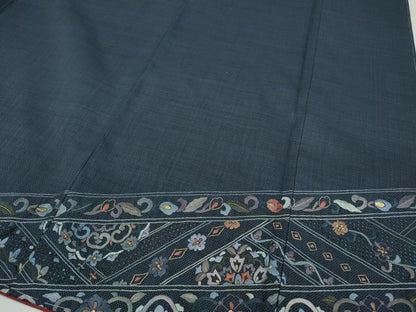 平和屋着物●中国三大刺繍　スワトウ刺繍　総刺繍　色留訪問着　本場大島紬　吉祥花文　金糸　正絹　逸品　CABD0080ut