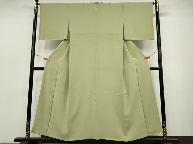 平和屋着物●上質な色無地　若葉色　正絹　逸品　CABD0081ut