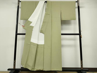 平和屋着物●上質な色無地　若葉色　正絹　逸品　CABD0081ut