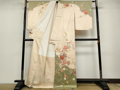 平和屋着物●訪問着　枝花文　金彩　正絹　逸品　CABD0083ut