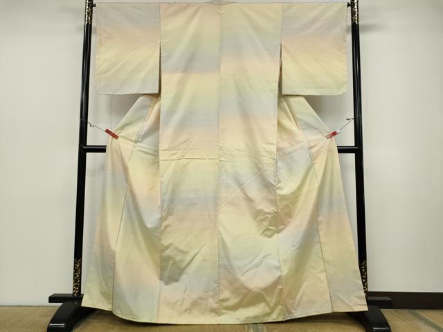 平和屋着物●紅花紬　米沢　霞文　正絹　逸品　未使用　CABD0084ut