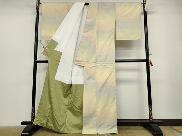 平和屋着物●紅花紬　米沢　霞文　正絹　逸品　未使用　CABD0084ut
