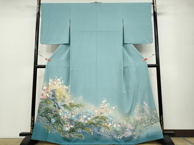 平和屋着物●豪華色留袖　友禅　作家物　立波草花文　暈し染め　正絹　逸品　CABD0086ut