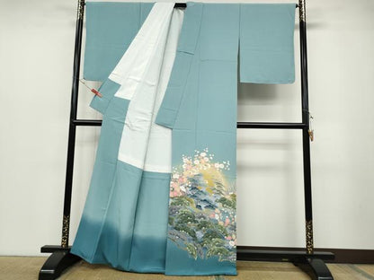 平和屋着物●豪華色留袖　友禅　作家物　立波草花文　暈し染め　正絹　逸品　CABD0086ut