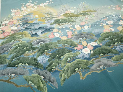 平和屋着物●豪華色留袖　友禅　作家物　立波草花文　暈し染め　正絹　逸品　CABD0086ut