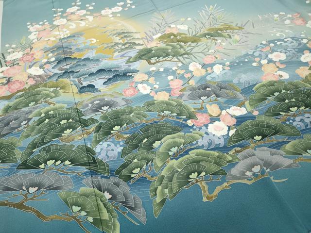 平和屋着物●豪華色留袖　友禅　作家物　立波草花文　暈し染め　正絹　逸品　CABD0086ut