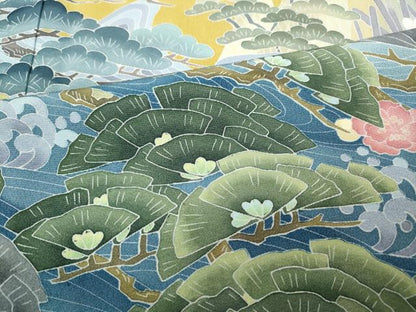 平和屋着物●豪華色留袖　友禅　作家物　立波草花文　暈し染め　正絹　逸品　CABD0086ut