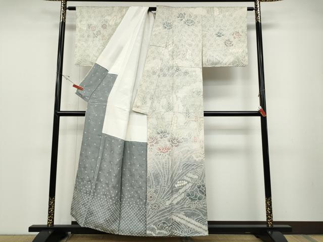 平和屋着物●訪問着　総絞り　草花文　暈し染め　正絹　逸品　CABD0088ut