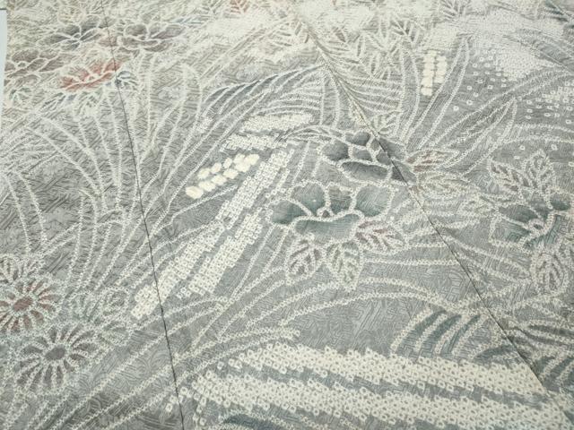 平和屋着物●訪問着　総絞り　草花文　暈し染め　正絹　逸品　CABD0088ut