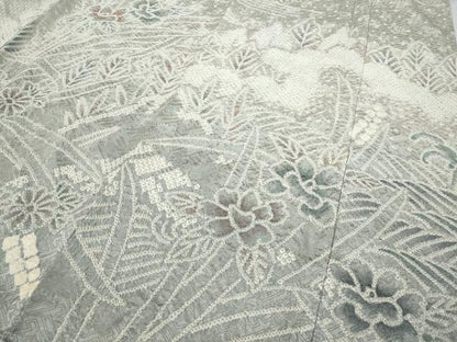 平和屋着物●訪問着　総絞り　草花文　暈し染め　正絹　逸品　CABD0088ut
