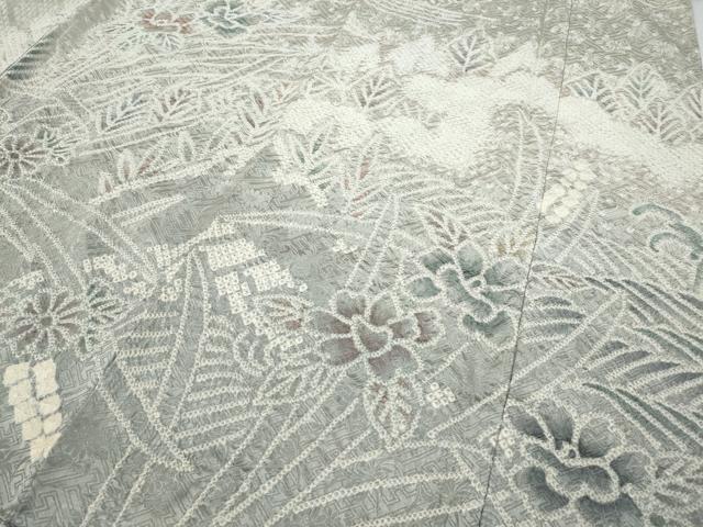 平和屋着物●訪問着　総絞り　草花文　暈し染め　正絹　逸品　CABD0088ut