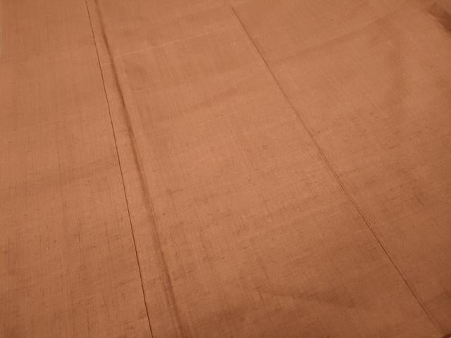 平和屋着物●本場結城紬　重要無形文化財　色無地　土器色　正絹　逸品　CABD0091ut