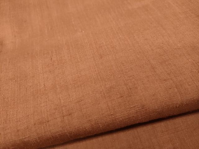 平和屋着物●本場結城紬　重要無形文化財　色無地　土器色　正絹　逸品　CABD0091ut