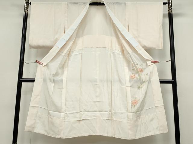 平和屋着物●長襦袢 無双仕立て 手描き 枝花文 正絹 逸品 CABD0092ut
