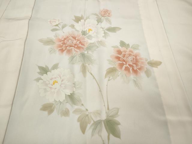 平和屋着物●長襦袢 無双仕立て 手描き 枝花文 正絹 逸品 CABD0092ut