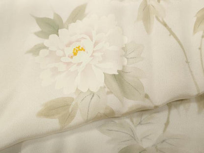 平和屋着物●長襦袢 無双仕立て 手描き 枝花文 正絹 逸品 CABD0092ut