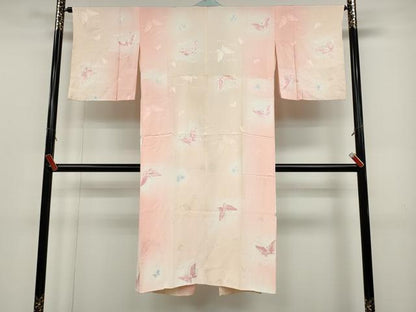 平和屋着物●長襦袢　袷　舞蝶文　暈し染め　金彩　半衿刺繍　正絹　逸品　CABD0093ut