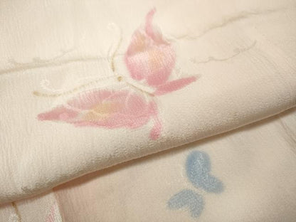 平和屋着物●長襦袢　袷　舞蝶文　暈し染め　金彩　半衿刺繍　正絹　逸品　CABD0093ut
