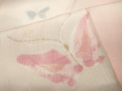 平和屋着物●長襦袢　袷　舞蝶文　暈し染め　金彩　半衿刺繍　正絹　逸品　CABD0093ut