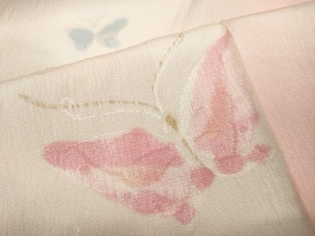 平和屋着物●長襦袢　袷　舞蝶文　暈し染め　金彩　半衿刺繍　正絹　逸品　CABD0093ut