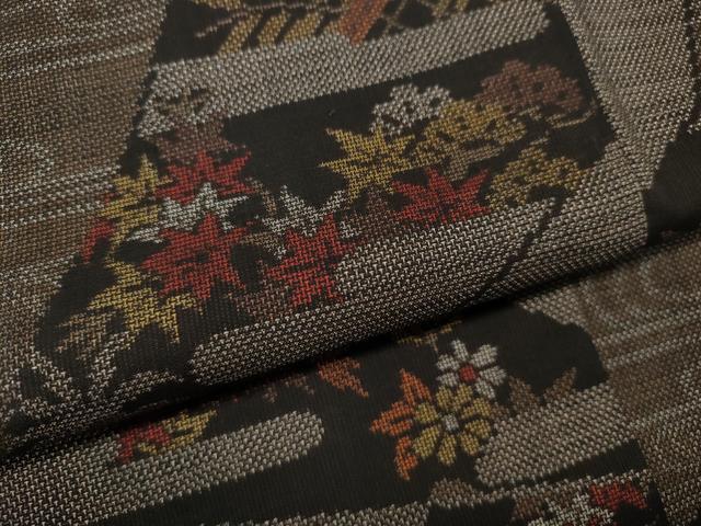 平和屋着物●本場大島紬　9マルキ　切嵌流水草花文　正絹　逸品　未使用　CABD0095ut