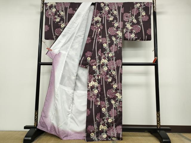 平和屋着物●H・L（アッシュエル）　HENRI-LUC CHAPUIS　小紋　枝花文　洗える着物　CABD0097ut