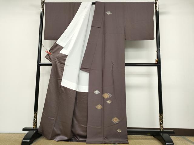 平和屋着物●訪問着　竹屋町刺繍　菱吉祥花文　金彩　正絹　逸品　CABD0098ut