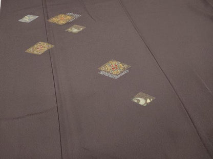平和屋着物●訪問着　竹屋町刺繍　菱吉祥花文　金彩　正絹　逸品　CABD0098ut