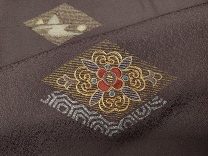 平和屋着物●訪問着　竹屋町刺繍　菱吉祥花文　金彩　正絹　逸品　CABD0098ut