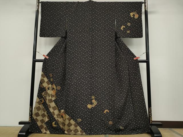 平和屋着物●訪問着　駒刺繍　破れ色紙舞桜吉祥文　金彩　鬼しぼ縮緬　正絹　逸品　未使用　CABD0101ut