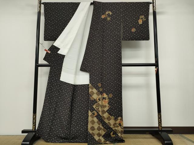 平和屋着物●訪問着　駒刺繍　破れ色紙舞桜吉祥文　金彩　鬼しぼ縮緬　正絹　逸品　未使用　CABD0101ut
