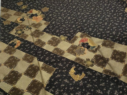平和屋着物●訪問着　駒刺繍　破れ色紙舞桜吉祥文　金彩　鬼しぼ縮緬　正絹　逸品　未使用　CABD0101ut