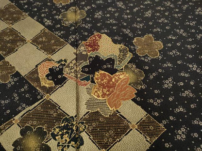 平和屋着物●訪問着　駒刺繍　破れ色紙舞桜吉祥文　金彩　鬼しぼ縮緬　正絹　逸品　未使用　CABD0101ut