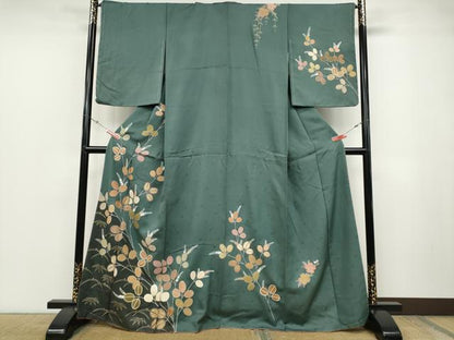 平和屋着物●訪問着　枝葉文　金彩　正絹　逸品　未使用　CABD0102ut