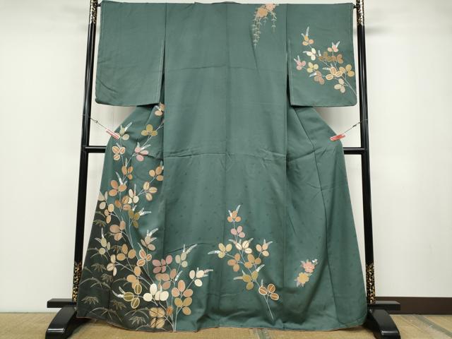 平和屋着物●訪問着　枝葉文　金彩　正絹　逸品　未使用　CABD0102ut