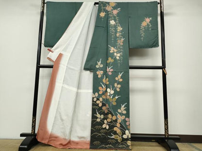 平和屋着物●訪問着　枝葉文　金彩　正絹　逸品　未使用　CABD0102ut