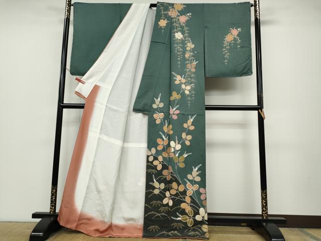 平和屋着物●訪問着　枝葉文　金彩　正絹　逸品　未使用　CABD0102ut