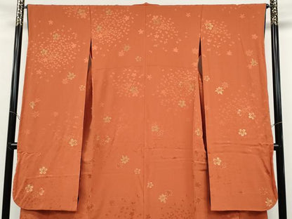 平和屋着物●ファッションデザイナー 花井幸子　振袖　寿光織　舞桜文　金糸　正絹　逸品　CABD0103ut