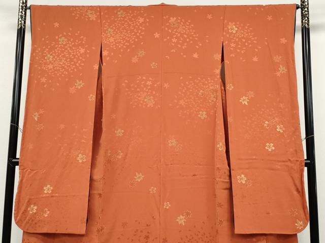 平和屋着物●ファッションデザイナー 花井幸子　振袖　寿光織　舞桜文　金糸　正絹　逸品　CABD0103ut