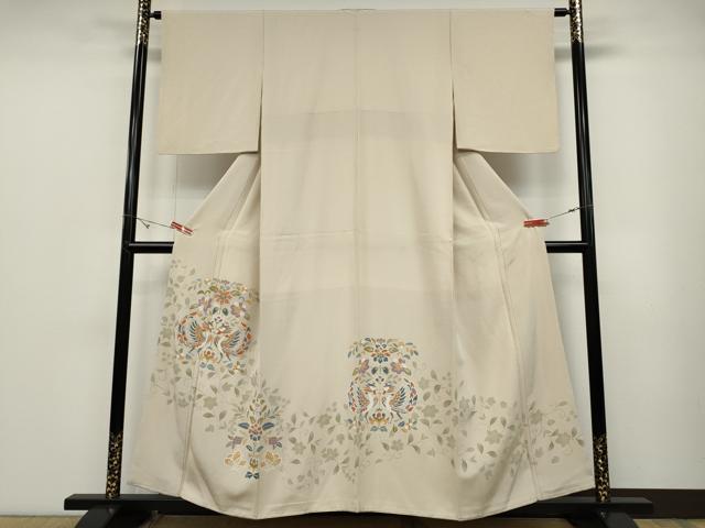 平和屋着物●豪華色留袖　駒刺繍　向かい鳥更紗花蝶文　正絹　逸品　CABD0104ut