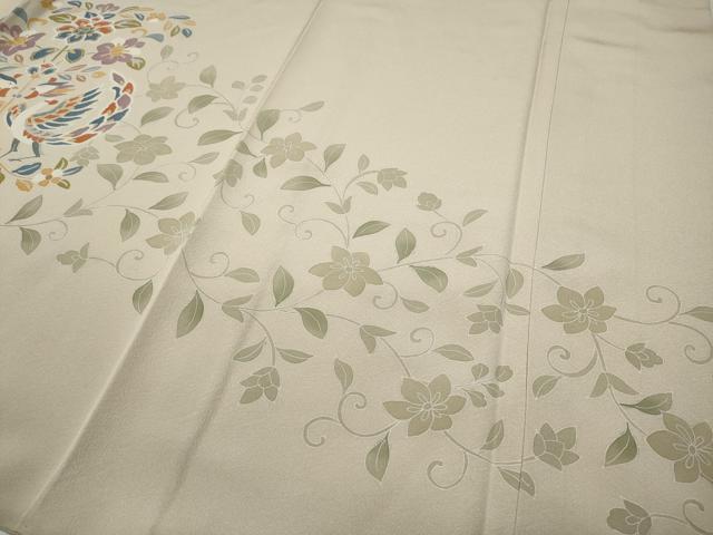 平和屋着物●豪華色留袖　駒刺繍　向かい鳥更紗花蝶文　正絹　逸品　CABD0104ut