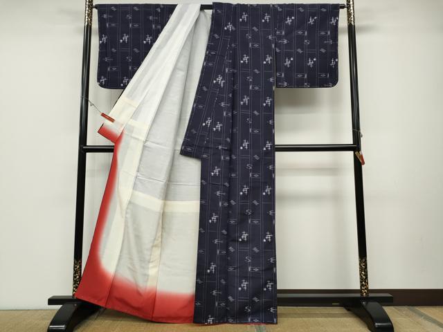 平和屋着物●本場琉球絣　正絹　逸品　未使用　CABD0107ut