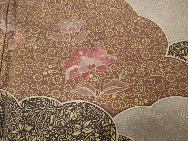 平和屋着物●訪問着　雲重ね枝花文　金彩　三越扱い　正絹　逸品　未使用　CABD0108ut