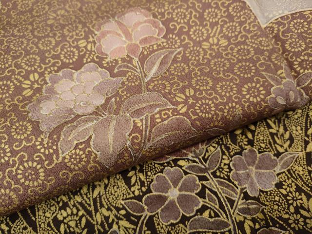 平和屋着物●訪問着　雲重ね枝花文　金彩　三越扱い　正絹　逸品　未使用　CABD0108ut