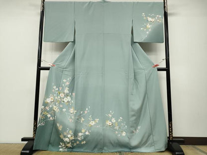平和屋着物●訪問着　友禅　枝花文　暈し染め　正絹　逸品　CABD0109ut